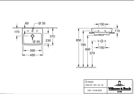 Раковина Villeroy & Boch O.novo 45х37 см шлифованная санитарная керамика альпийский белый 43444GT2