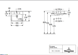 Раковина Villeroy & Boch O.novo 45х37 см шліфована санітарна кераміка альпійський білий 43444LR1