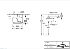 Раковина Villeroy & Boch O.novo 45х37 см шлифованная санитарная керамика альпийский белый 43444J01