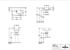 Раковина Villeroy & Boch O.novo 55х46 см без перелива санитарная керамика CeramicPlus альпийский белый 4A4158R1