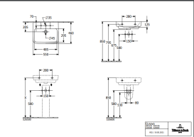 Раковина Villeroy & Boch O.novo 55х46см санітарна кераміка AntiBac CeramicPlus альпійський білий 4A4155T2