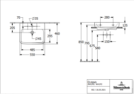 Раковина Villeroy & Boch O.novo 55х46 см шлифованная санитарная керамика альпийский белый 4A41MJT2