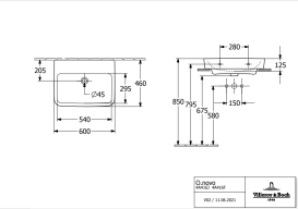 Раковина Villeroy & Boch O.novo 60х46 см шліфована санітарна кераміка CeramicPlus альпійський білий 4A416JR1