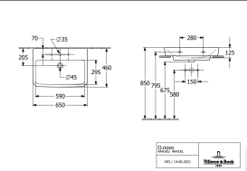 Раковина Villeroy & Boch O.novo 65х46  см шліфована санітарна кераміка альпійський білий 4A41KLT2