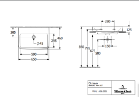 Раковина Villeroy & Boch O.novo 65х46 см шліфований санітарна кераміка альпійський білий 4A41KJ01