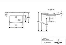 Раковина Villeroy & Boch O.novo 65х46 см шлифованная санитарная керамика альпийский белый 4A41KFR1