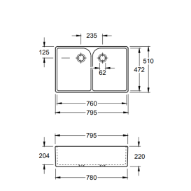 Раковина Villeroy & Boch O.novo 79,5х51 із двома чашами санітарна кераміка альпійський білий 633100R1