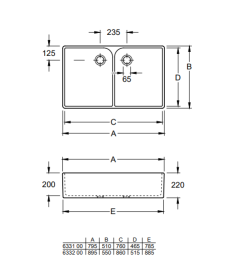 Раковина Villeroy & Boch O.novo 79,5х51 із двома чашами санітарна кераміка альпійський білий 633100R1