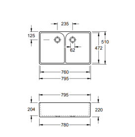 Раковина Villeroy & Boch O.novo 79,5х51 із двома чашами санітарна кераміка альпійський білий 633100R1