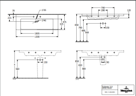 Раковина Villeroy & Boch Subway 3.0 130х47,5 см TitanCeram CeramicPlus альпийский белый 4A70D5R1