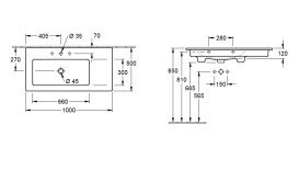 Раковина Villeroy & Boch Venticello 100х50 см чаша слева санитарная керамика альпийский белый 4134L101