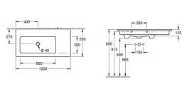 Раковина Villeroy & Boch Venticello 100х50 см чаша ліворуч санітарна кераміка CeramicPlus альпійський білий 4134L3R1