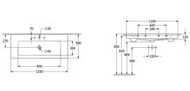 Раковина Villeroy & Boch Venticello 120х50 см із переливом санітарна кераміка CeramicPlus кам'яний білий 4104CLRW