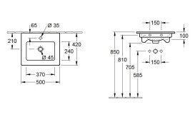 Раковина Villeroy & Boch Venticello 50х42 см із переливом санітарна кераміка альпійський білий 41245001