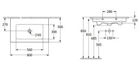 Раковина Villeroy & Boch Venticello 80х50 см із переливом санітарна кераміка CeramicPlus кам'яний білий 41048JRW