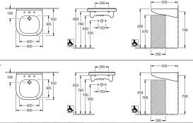Раковина Villeroy & Boch ViCare 56х55 см без перелива санитарная керамика альпийский белый 41195601
