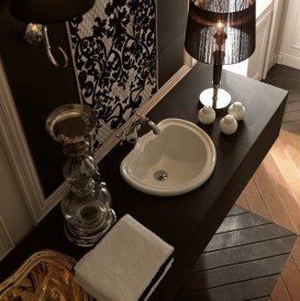 Раковина встраиваемая Kerasan Retro с переливом чёрная 103104