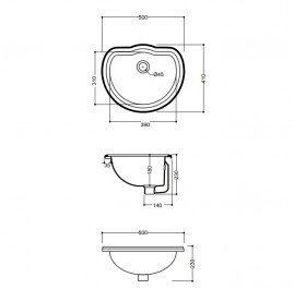 Раковина встраиваемая Kerasan Retro с переливом чёрная 103104