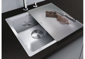 Разделочная доска для кухонной мойки Blanco SUBLINE стекло серебристое 227697