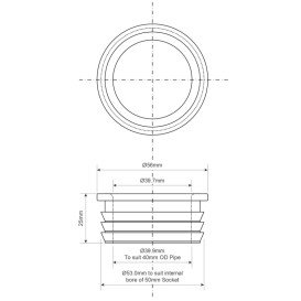Редукция канализационная McAlpine 50х40 мм резина белый FLEXCONN-5040-WH