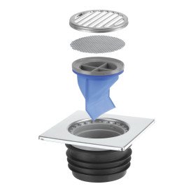 Решетка для душевого трапа McAlpine 150х150 мм с силиконовой мембраной d110 мм нержавеющая сталь MRFGC3SSV-110