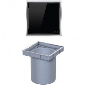 Решітка для зливного трапа ACO ShowerPoint квадратна чорне скло 5141.38.01