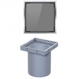 Решетка для сливного трапа ACO ShowerPoint квадратная серое стекло 5141.38.03