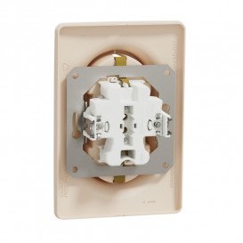 Розетка Schneider Electric Unica New двойная со шторками с заземлением бежевый NU206744