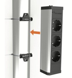 Розеточный блок ASA Plastici VersaTek 3х220В с двумя свободными тунелями алюминий 061.00F.00004