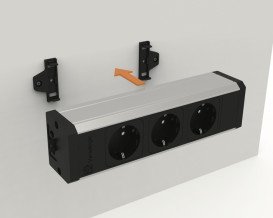 Розеточный блок ASA Plastici VersaTek 3х220В с двумя свободными тунелями алюминий 061.00F.00004