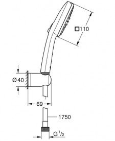 Ручний душ на тримачі Grohe Quickfix Vitalio Comfort 110 2-режимний хром 26399001
