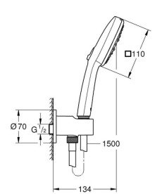 Ручний душ на тримачі Grohe Tempesta Cube 110 3-режимний чорний матовий 269102433