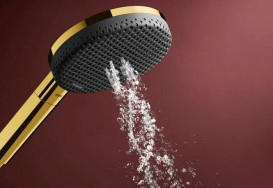 Ручний душ на тримачі Hansgrohe Raindance Alive Select S 3-режимний EcoSmart золото 24611990