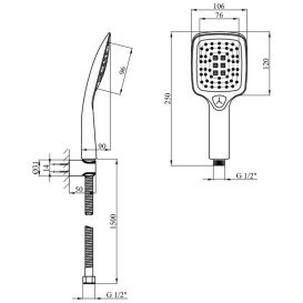 Ручний душ Kroner KRP SET Kubus-SCH800 чорний CV033362