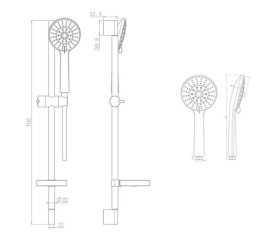 Ручной душ на штанге Аквародос Optima 5-режимный хром АР000045721