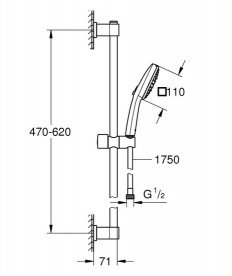 Ручной душ на штанге Grohe QuickFix Vitalio Comfort 110 3-режимный хром 26096001