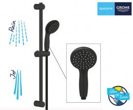 Ручной душ на штанге Grohe QuickFix Vitalio Start 100 2-режимный черный матовый 279482430