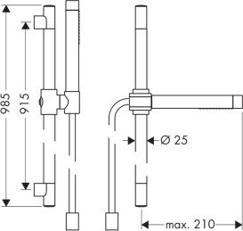 Ручний душ на штанзі Hansgrohe Axor Starck 2 режиму матовий нікель 27980820