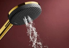 Ручний душ на штанзі Hansgrohe Raindance Alive Select S 65 см 3 режими EcoSmart золото 24600990