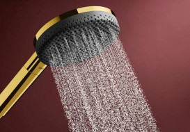 Ручний душ на штанзі Hansgrohe Raindance Alive Select S 65 см 3 режими EcoSmart золото 24600990
