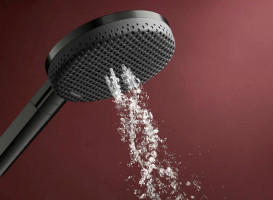 Ручний душ на штанзі Hansgrohe Raindance Alive Select S 90 см 3 режими EcoSmart чорний матовий хром 24601340