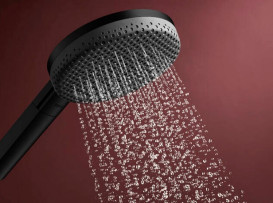 Ручний душ на штанзі Hansgrohe Raindance Alive Select S 90 см 3 режими EcoSmart чорний матовий 24601670