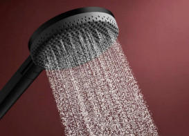 Ручний душ на штанзі Hansgrohe Raindance Alive Select S 90 см 3 режими EcoSmart чорний матовий 24603670