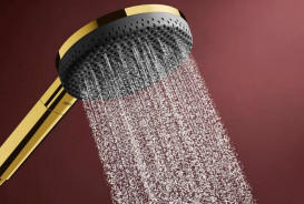 Ручний душ на штанзі Hansgrohe Raindance Alive Select S 90 см 3 режими EcoSmart золото 24603990