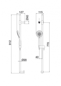 Ручний душ на штанзі Treemme Hask зі шлангом хром 6595СС