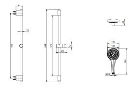 Ручной душ на штанге Villeroy & Boch Embrace 3-режимный хром TVS1086000261