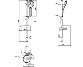 Ручной душ на штанге Villeroy & Boch Universal Showers 3-режимный хром TVS10900400061