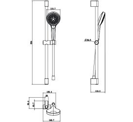 Ручний душ на штанзі Villeroy & Boch Verve Showers хром TVS10900700061