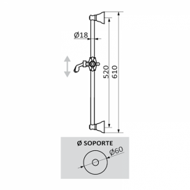 Ручний душ на стійці GRB Hidromasaje 1866 состаренная латунь 055099