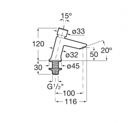 Самозакривних кран для раковини Roca Instant нажімной з підведенням однієї води A5A4277C00